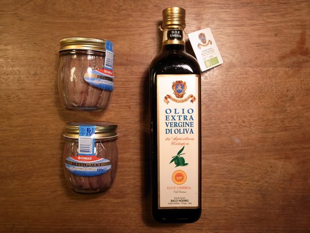 ansjoser og olivenolie